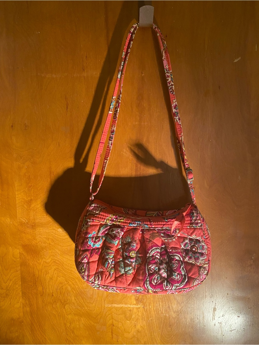 Vera Bradley Quilted Floral Shoulder Bag in Coral
